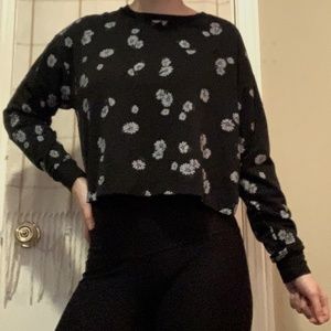Women's small cropped long-sleeve floral top.